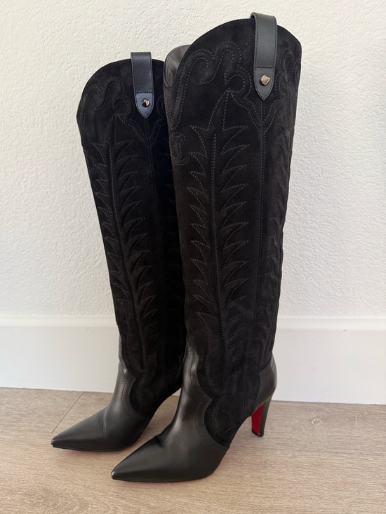 Christian Louboutin Shoes - Christian Louboutin Santia Botta 85mm Suede Western Knee-High Boots 36.5